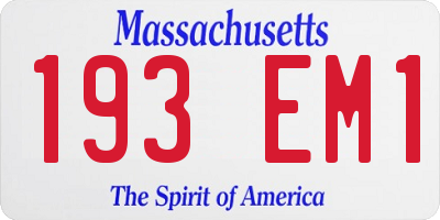 MA license plate 193EM1