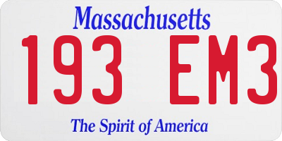 MA license plate 193EM3