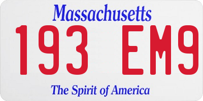 MA license plate 193EM9