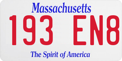 MA license plate 193EN8