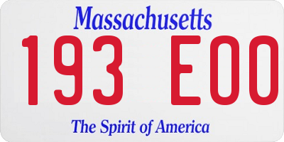MA license plate 193EO0