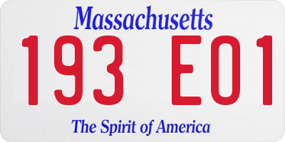 MA license plate 193EO1