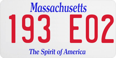 MA license plate 193EO2