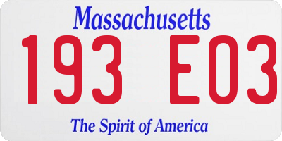 MA license plate 193EO3