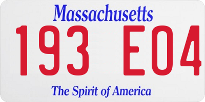 MA license plate 193EO4
