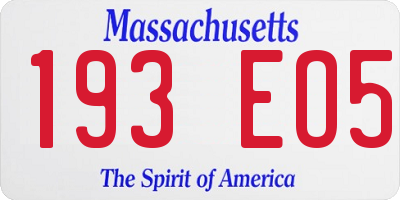 MA license plate 193EO5