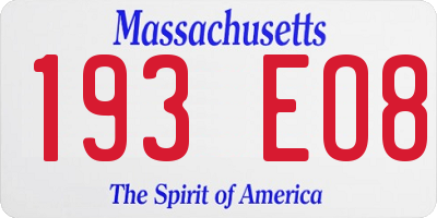 MA license plate 193EO8