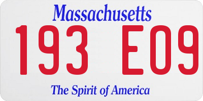 MA license plate 193EO9