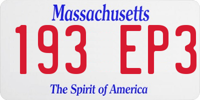 MA license plate 193EP3