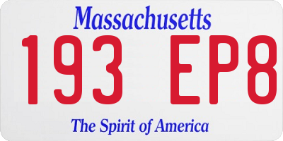 MA license plate 193EP8