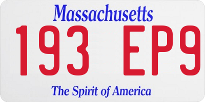 MA license plate 193EP9