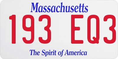 MA license plate 193EQ3
