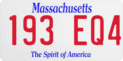 MA license plate 193EQ4