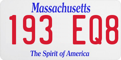 MA license plate 193EQ8