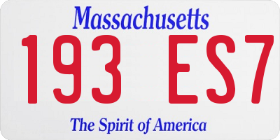 MA license plate 193ES7