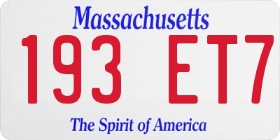 MA license plate 193ET7