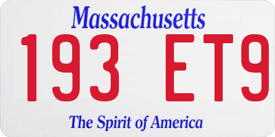 MA license plate 193ET9