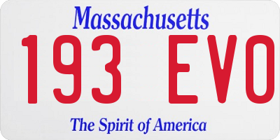 MA license plate 193EV0