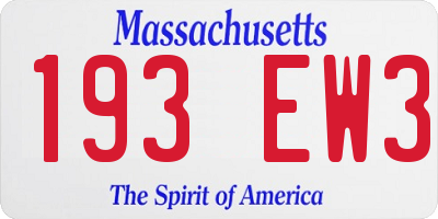 MA license plate 193EW3