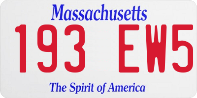 MA license plate 193EW5