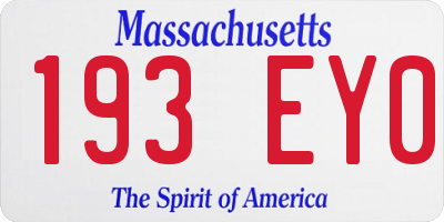 MA license plate 193EY0