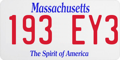 MA license plate 193EY3
