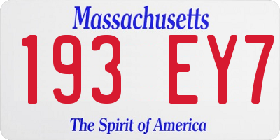 MA license plate 193EY7
