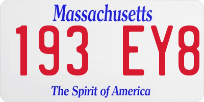 MA license plate 193EY8