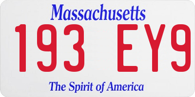 MA license plate 193EY9