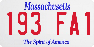 MA license plate 193FA1