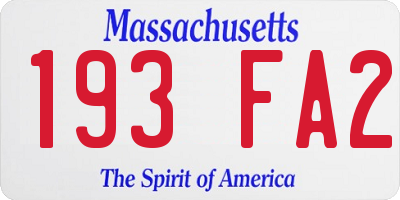 MA license plate 193FA2