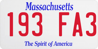 MA license plate 193FA3