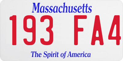 MA license plate 193FA4