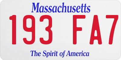 MA license plate 193FA7