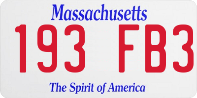 MA license plate 193FB3