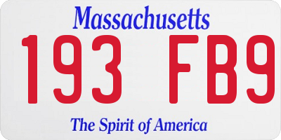 MA license plate 193FB9