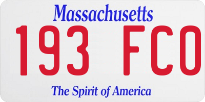 MA license plate 193FC0