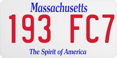 MA license plate 193FC7