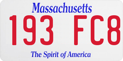 MA license plate 193FC8