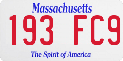 MA license plate 193FC9