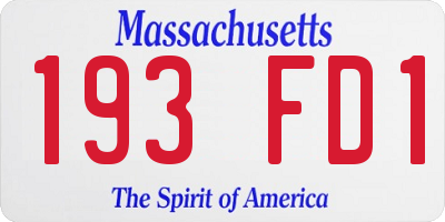 MA license plate 193FD1