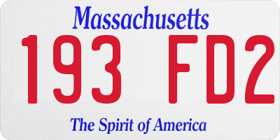 MA license plate 193FD2