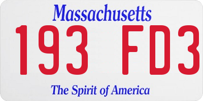 MA license plate 193FD3