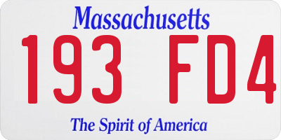 MA license plate 193FD4