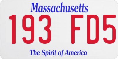 MA license plate 193FD5
