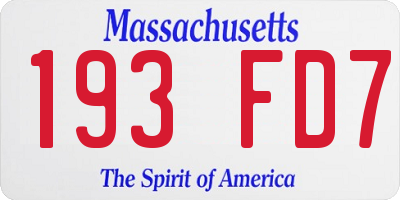 MA license plate 193FD7