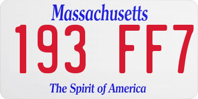 MA license plate 193FF7