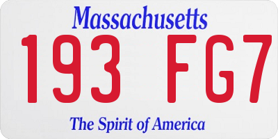 MA license plate 193FG7