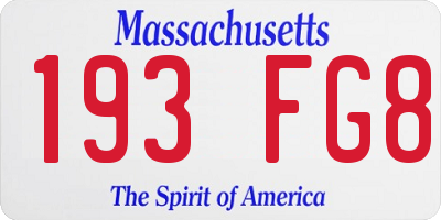 MA license plate 193FG8