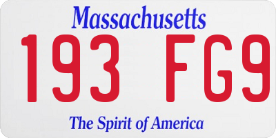 MA license plate 193FG9